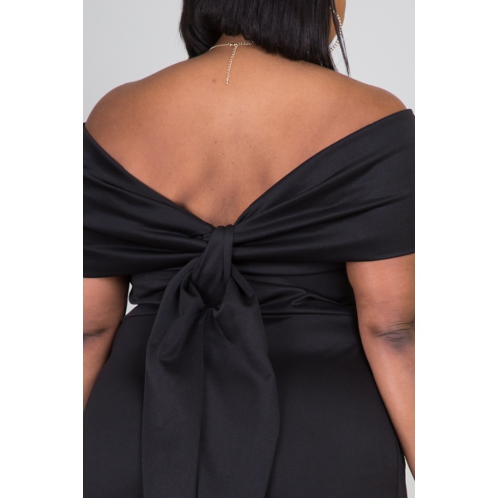 1x-3X PLUS SIZE OFF SHOULDER FOLD OVER BOW DRESS - Picture 5 of 6